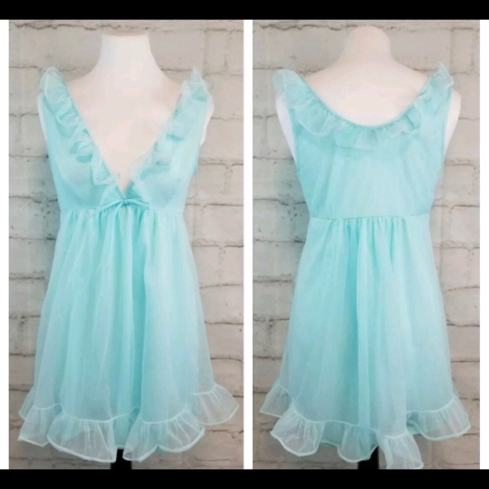 Vintage S Light Blue Empire Waist Babydoll Nightie
